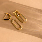 Gold Link Drop Earrings • 925 Sterling Silver 18K Gold Plated CZ • Gift for Her