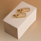 Gold Link Drop Earrings • 925 Sterling Silver 18K Gold Plated CZ • Gift for Her