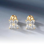 14K Gold - Four Leaf Clover Moissanite Stud Earrings