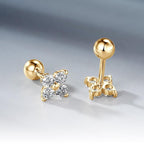 14K Gold - Four Leaf Clover Moissanite Stud Earrings