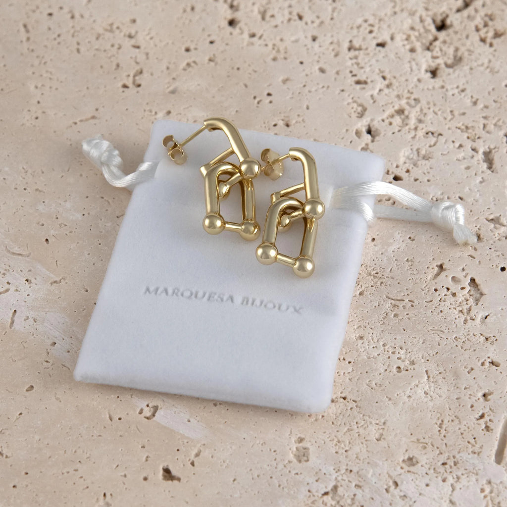 14K Gold Sculptural Geometric Earrings
