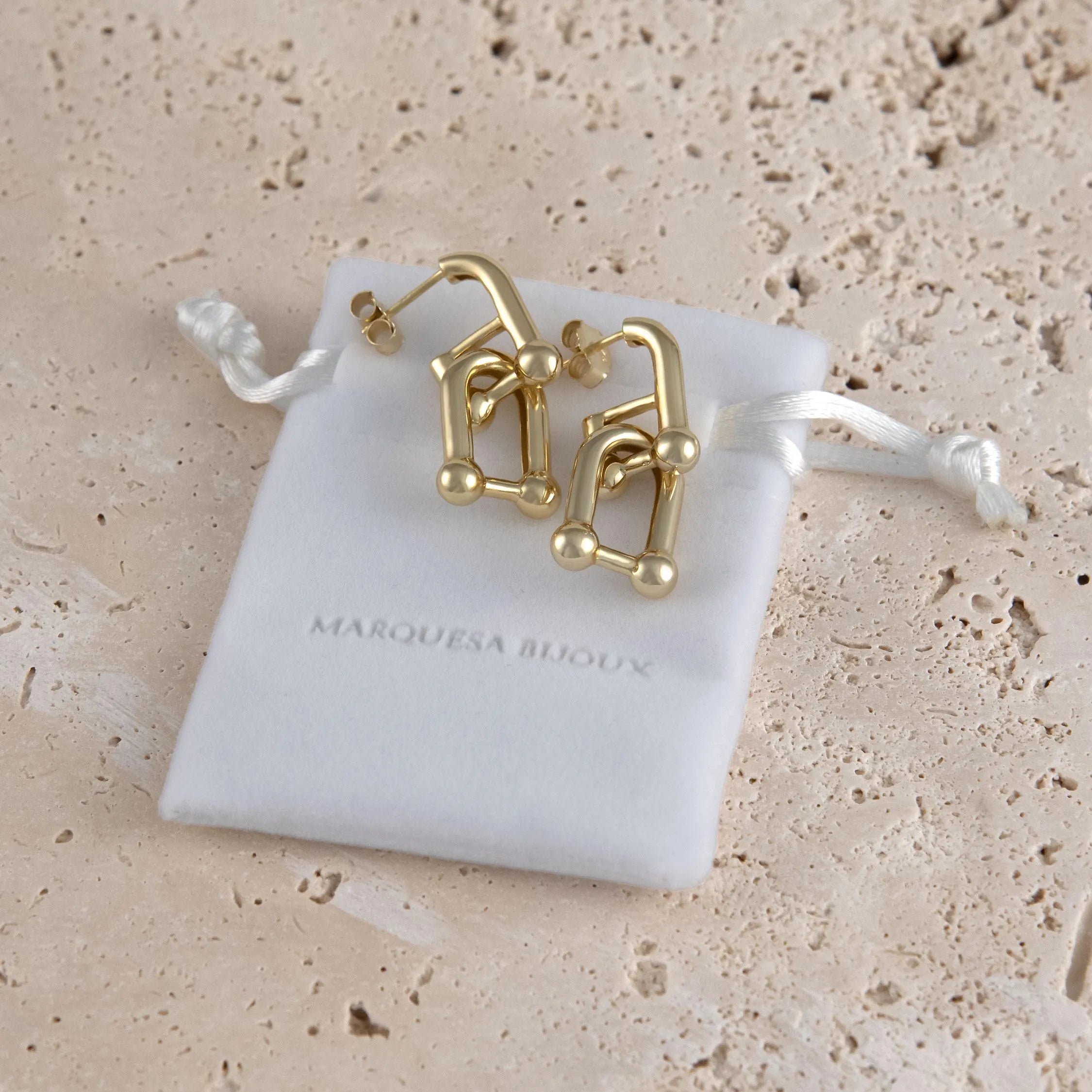 14K Gold Sculptural Geometric Earrings